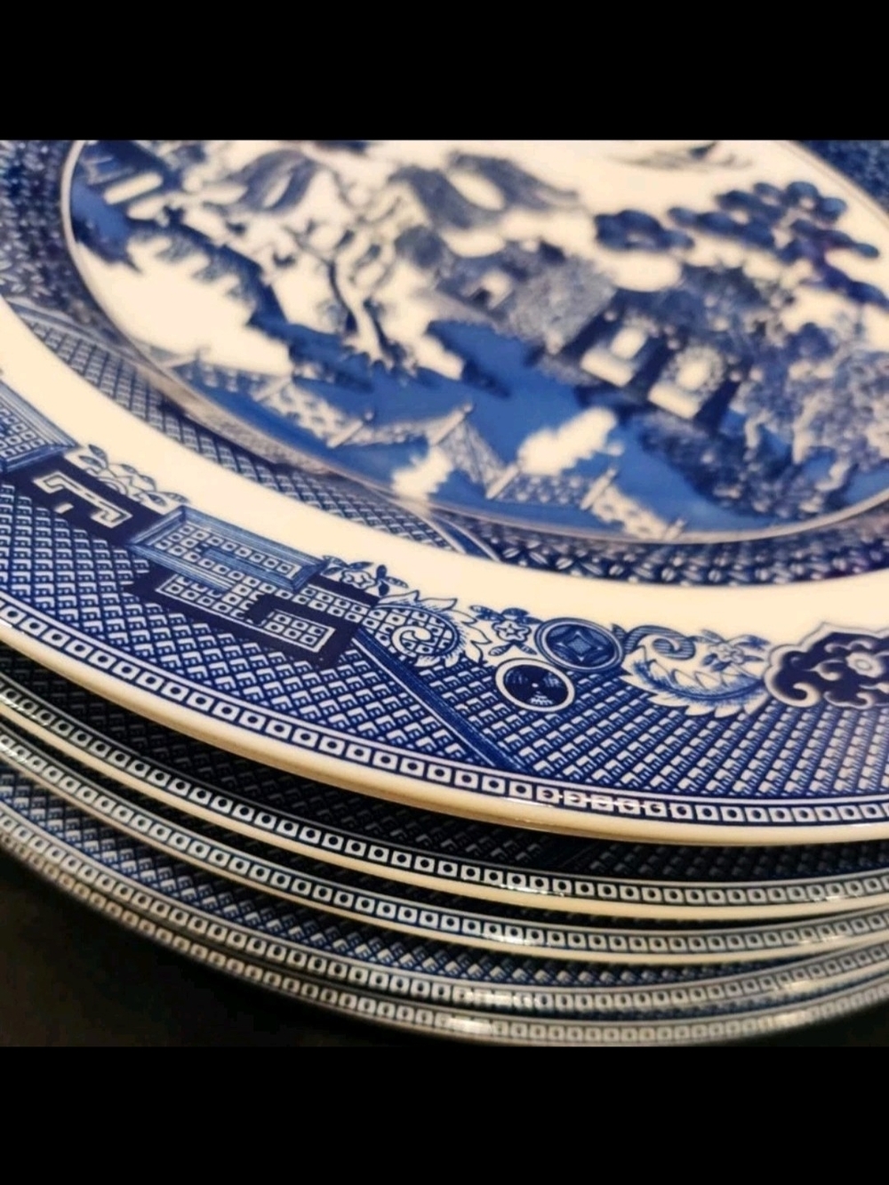 Johnson Brothers Blue WILLOW 11" Dinner Plates Set Of Six New Flawless